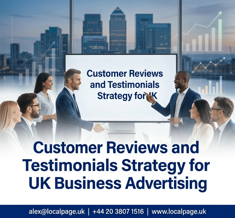 Stacked banner images for UK business customer reviews and testimonials strategy.